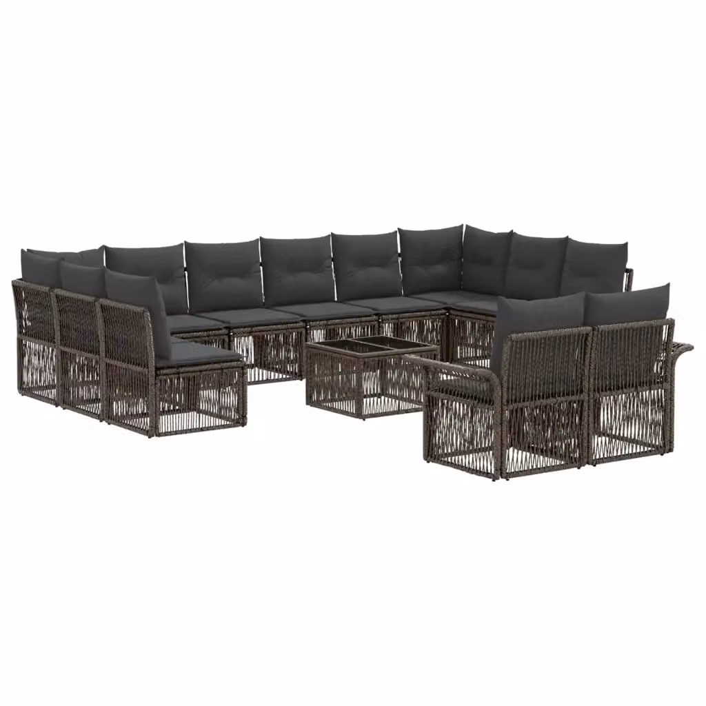 Set Divano da Giardino a L con Tavolino vidaXL, 13 Pezzi, Grigio – 2