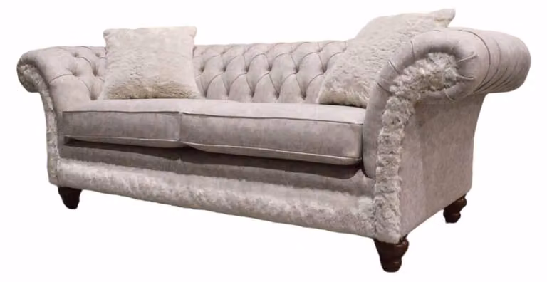 Dreisitzer Design Polster Sitz Textil Sofa 3 Sitzer Chesterfield Beige