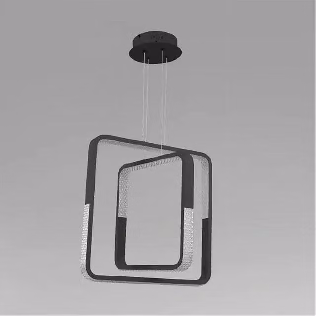 Trade Shop - Lampadario A Sospensione Led 64 W Quadrati Effetto Cristallo Moderno Nero 32194 -