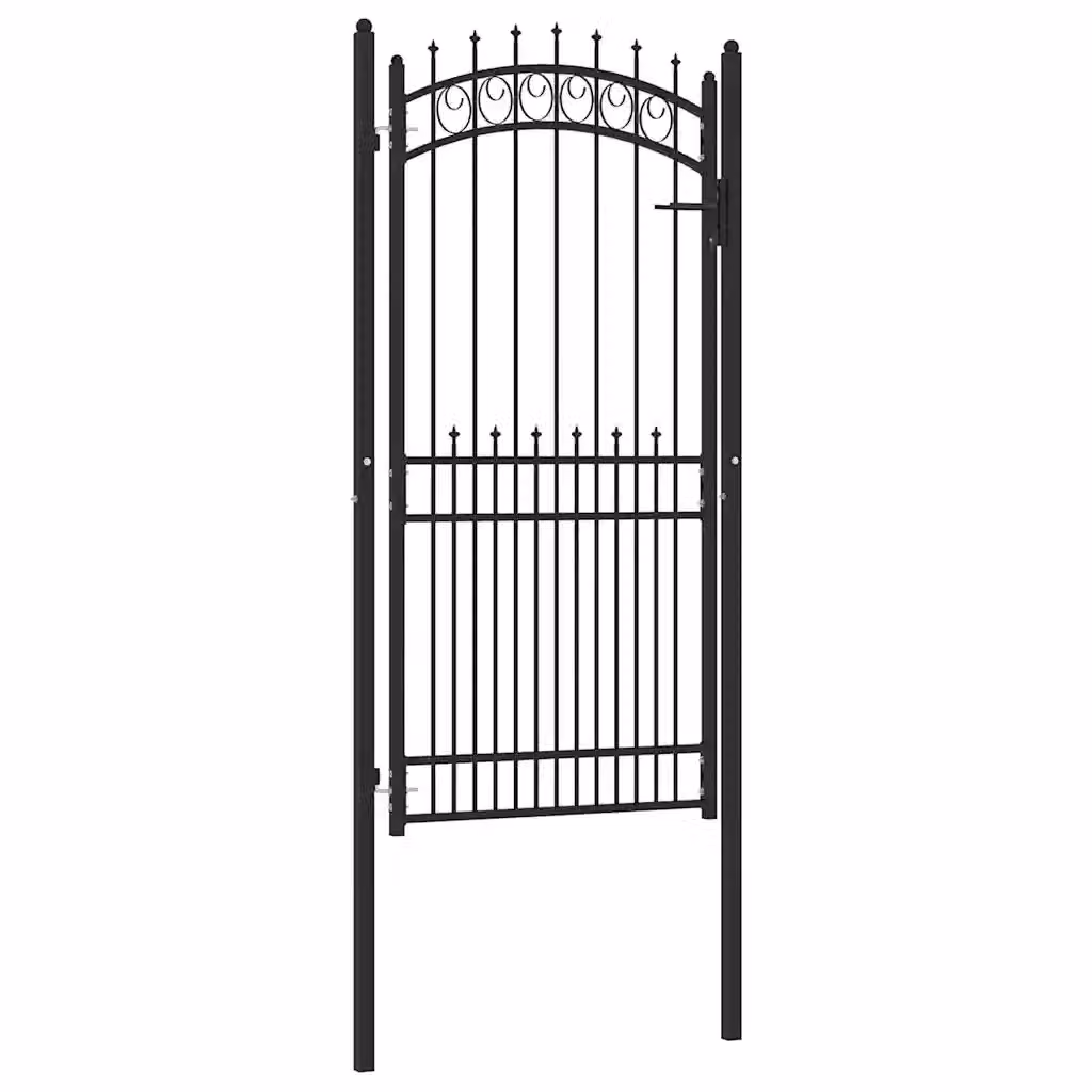 Cancello singolo a battente vidaXL in acciaio nero L: 104 cm, H: 147 cm – 2