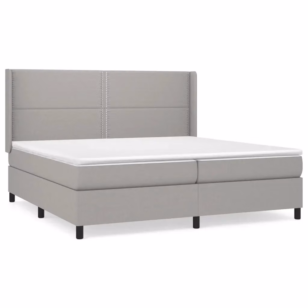 Letto Ibrido vidaXL con Giroletto a Molle e Materasso Grigio Chiaro e Bianco L/P/H: 203 x 203 x 128 cm – 2