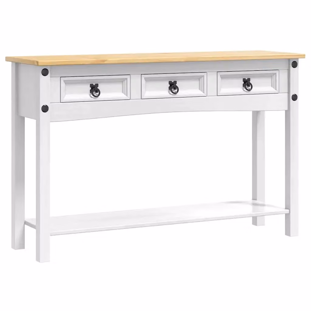 Tavolino rettangolare Corona bianco vidaXL in pino massello L/P/H: 114 x 34,5 x 73 cm – 2
