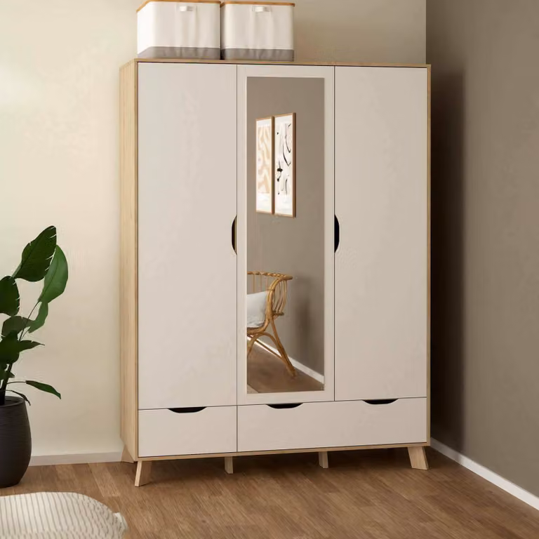 Dmora Guardaroba 2 Ante Pyarr 58.1x201h cm Bianco, Appendiabiti 2 Ante