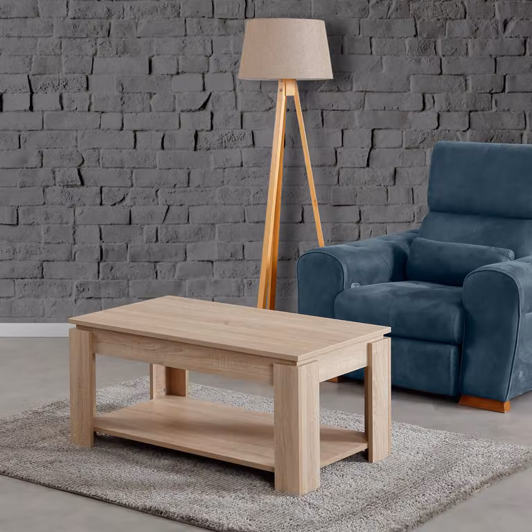Skye Decor, mensola - Light Egger, tavolino, rovere chiaro, pannelli truciolari rivestiti al 100% in melamina, 104 x 56 x 47 cm