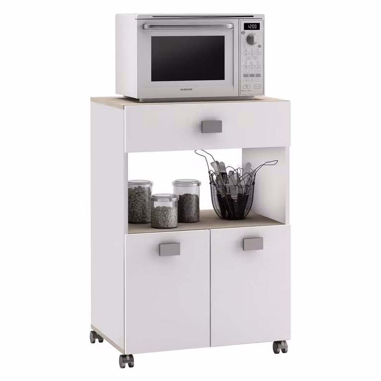 Armadio per microonde ROMARIN acacia/bianco