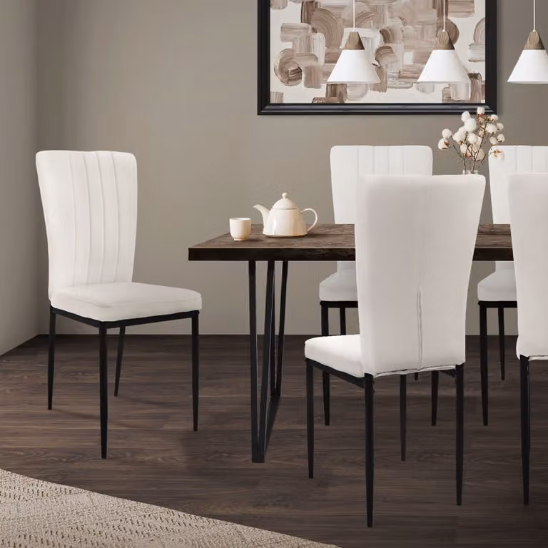 ML-Design set di 4 sedie da pranzo con schienale, bianco, rivestimento in velluto con gambe in metallo