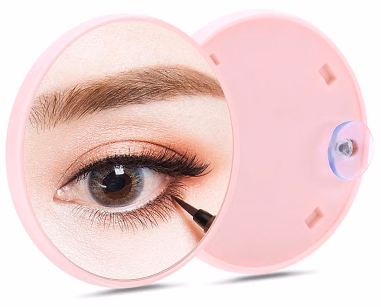 Specchi ingrandenti – 2 pezzi – Ingrandimento 15 volte – Specchietti da trucco con ventosa – Rotondi – 9 x 9 cm – Ideali per la rasatura, la cura delle sopracciglia e la cura della pelle – Rosa