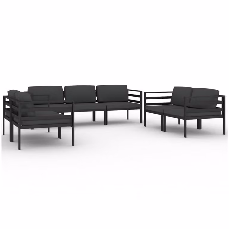 Set Divani da Giardino 7 pz con Cuscini in Alluminio Antracite