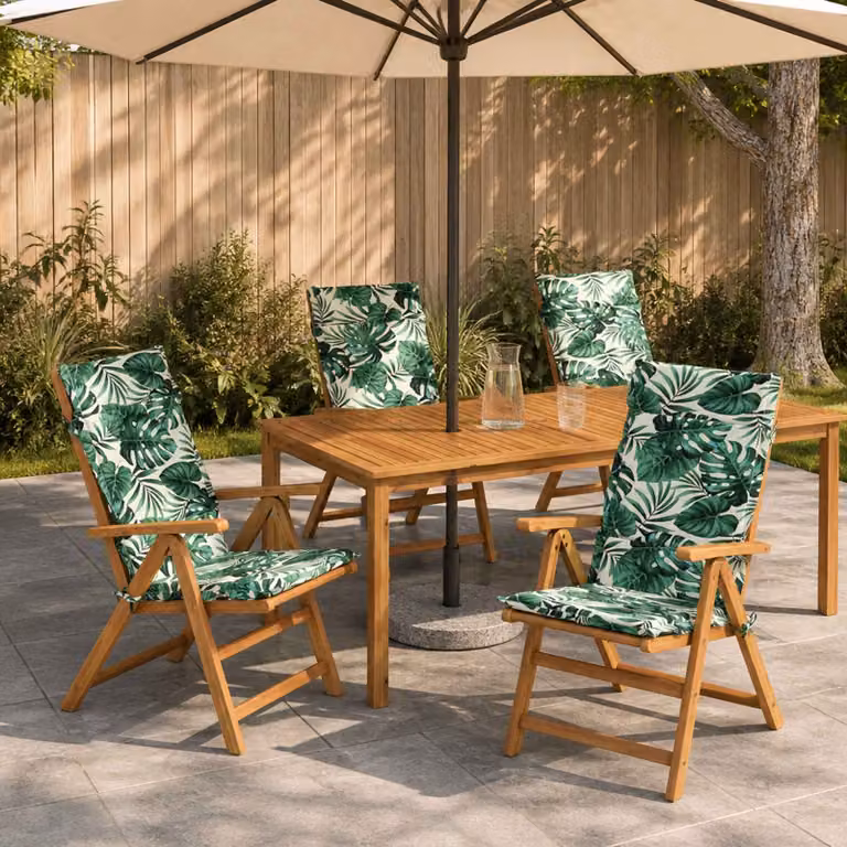 Set di 4 cuscini per sedia alta vidaXL GEMERT in poliestere, colore verde multicolore, con rivestimento rimovibile e lavabile