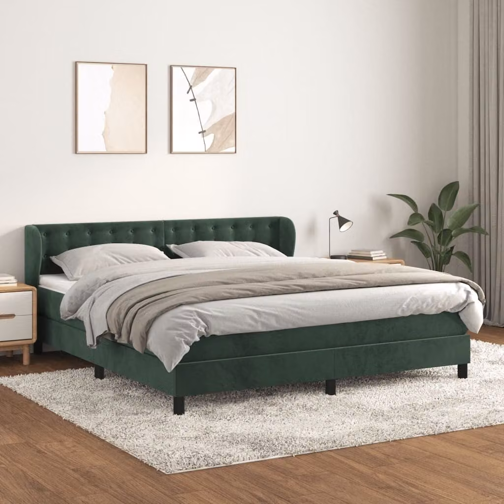 Maison Exclusive - Giroletto a Molle con Materasso Verde Scuro 180x200 cm Velluto
