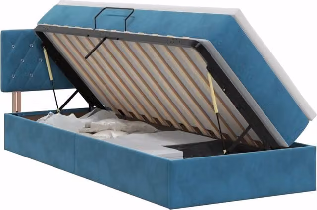 Letto con Contenitore Blu Scuro 100 x 200 cm Velluto 3458731