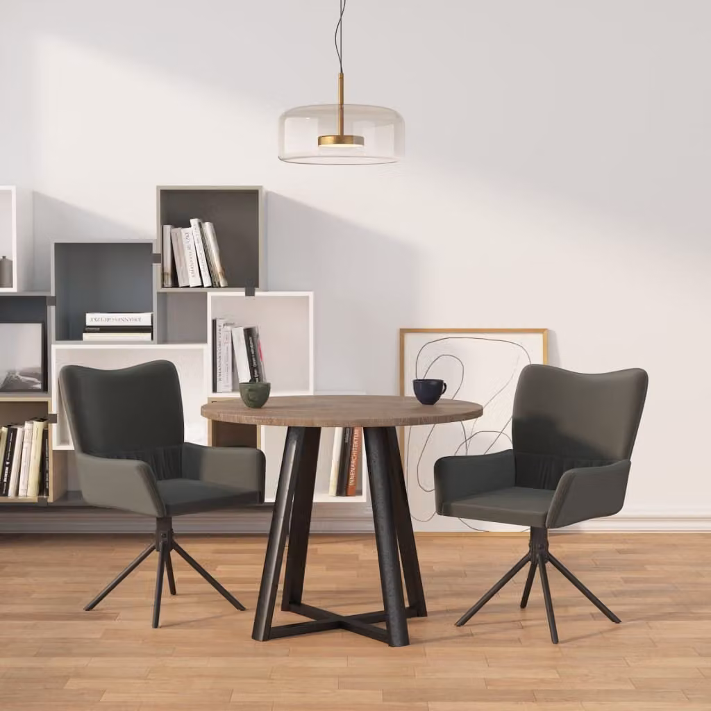 The Living Store Sedie da pranzo 2 pz. Girevoli Velluto grigio scuro