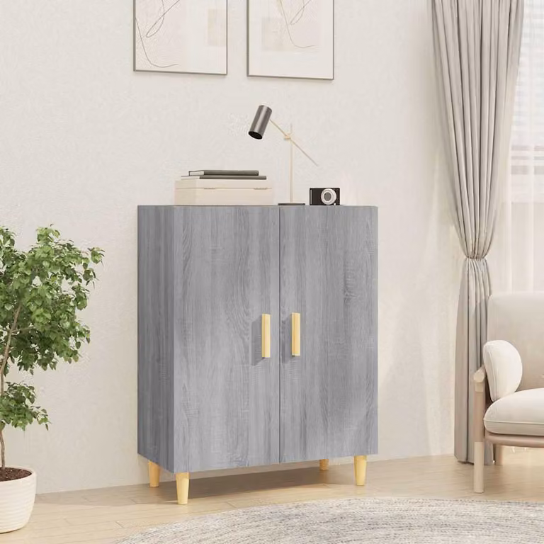 Credenza vidaXL in legno multistrato e MDF Grigio Sonoma L: 70 cm, P: 34 cm, H: 90 cm