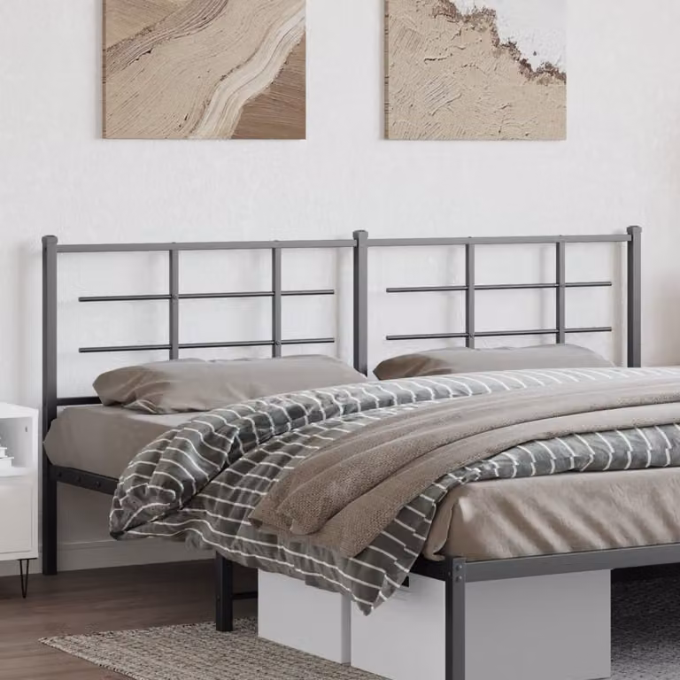 Testiera di ricambio vidaXL in metallo nero laccato per camera da letto, L: 200 cm, H: 90 cm, P: 3 cm