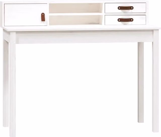 Scrivania da ufficio bianca in legno massello di pino L: 110 cm, P: 50 cm, H: 93 cm