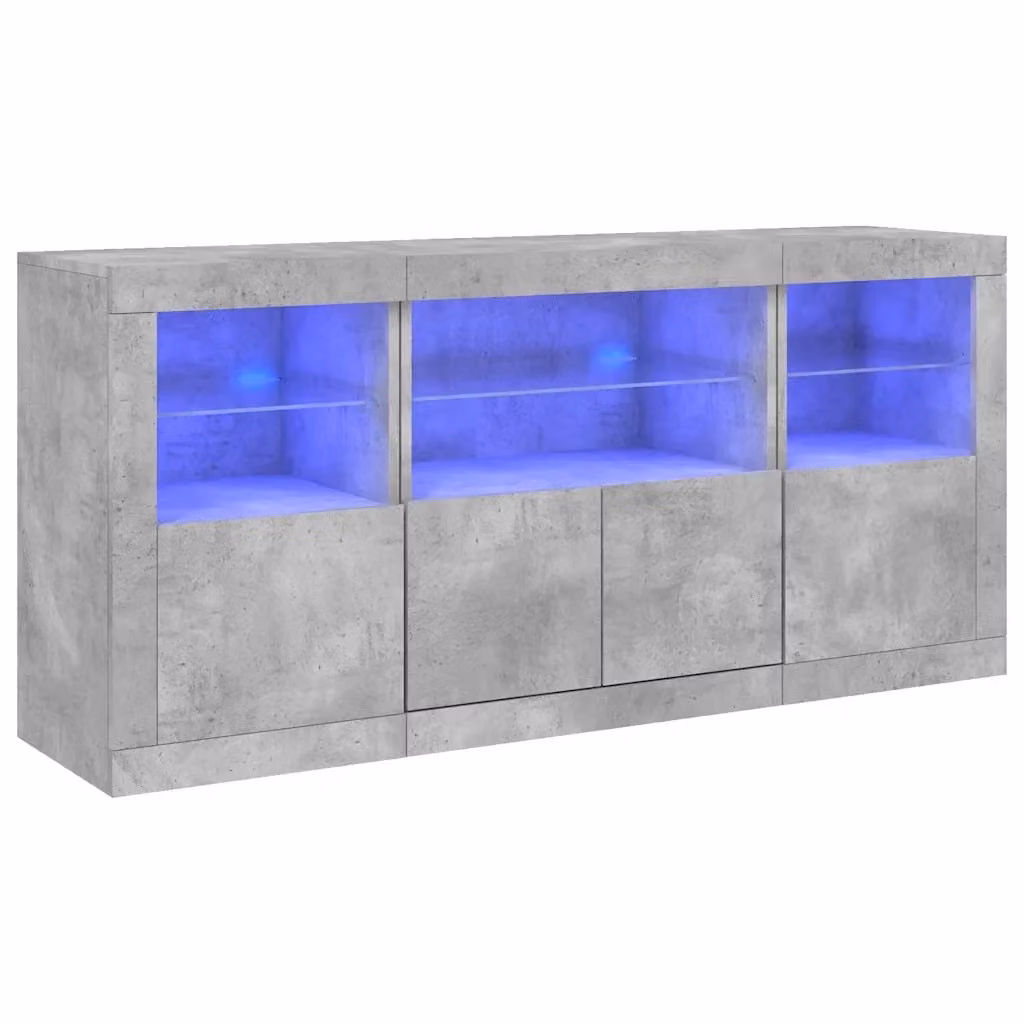 vidaXL Credenza Moderna con Luci LED Grigio Opaco L: 142,5 cm, P: 37 cm, H: 67 cm – 2