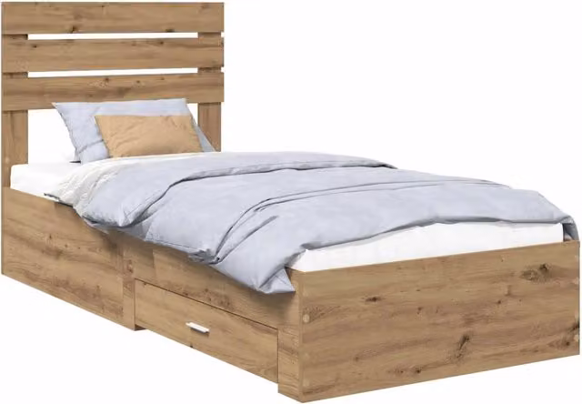 Letto singolo | Letto per adulti | Struttura del letto con cassetto con testiera Legno multistrato