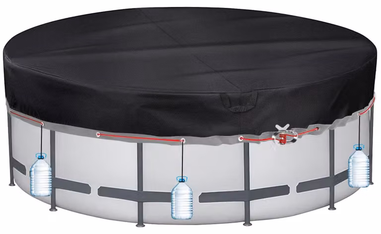 Telo copripiscina rotondo, diametro 564 cm - Impermeabile, tessuto Oxford 420D - Colore nero
