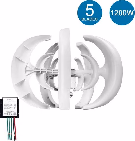 Generatore eolico a forma di lanterna - 12V, 1200W - Realizzato in lega di alluminio e nylon - Resistente e durevole