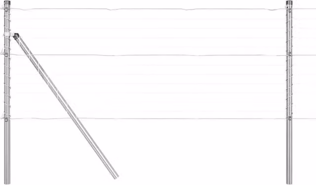Set di 52 pali per recinzione tondi in acciaio zincato DESIGN IN, colore grigio, L/P/H: 3,2 x 3,2 x 100 cm – 1