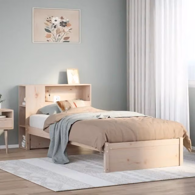 Letto a castello con libreria e ripiani laterali vidaXL in legno di pino naturale L: 190 cm, P: 81 cm, H: 82 cm – 1
