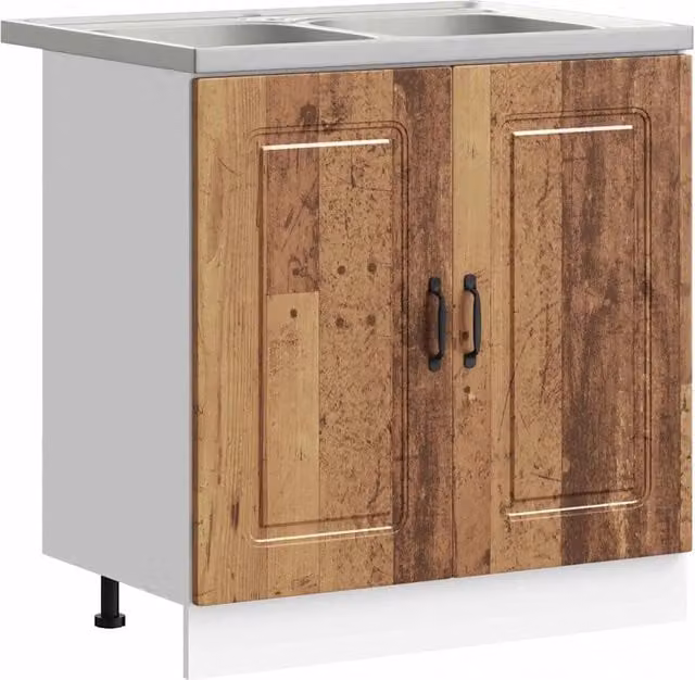 Mobile base da cucina moderno HELLOSHOP26 in legno composito marrone con ante a battente L: 80 cm, P: 46 cm, H: 81,5 cm