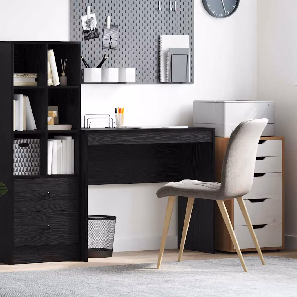 Scrivania da computer vidaXL in rovere e nero con finitura opaca, L 90 x P 40 x H 76 cm