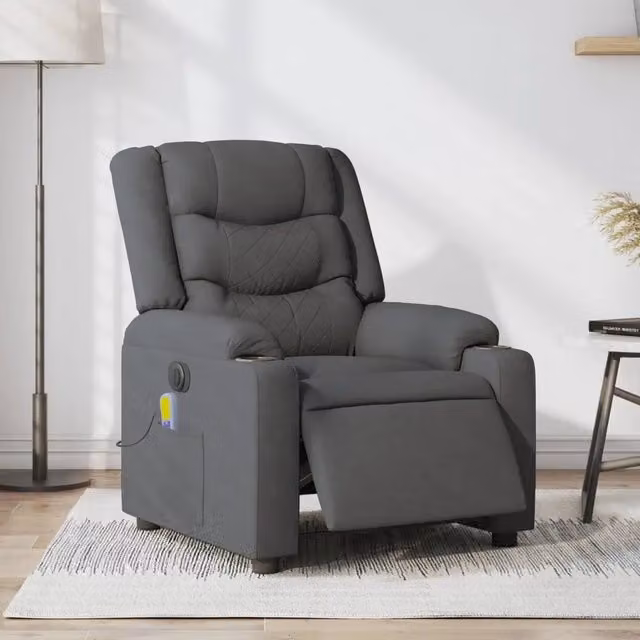 Poltrona Reclinabile con Massaggio Elettrico vidaXL in Tessuto Grigio per il Relax in Soggiorno – 1