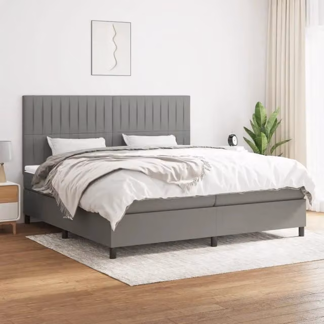 Letto Ibrido vidaXL con Giroletto a Molle e Materasso Grigio e Bianco L: 200 cm, P: 200 cm, H: 128 cm