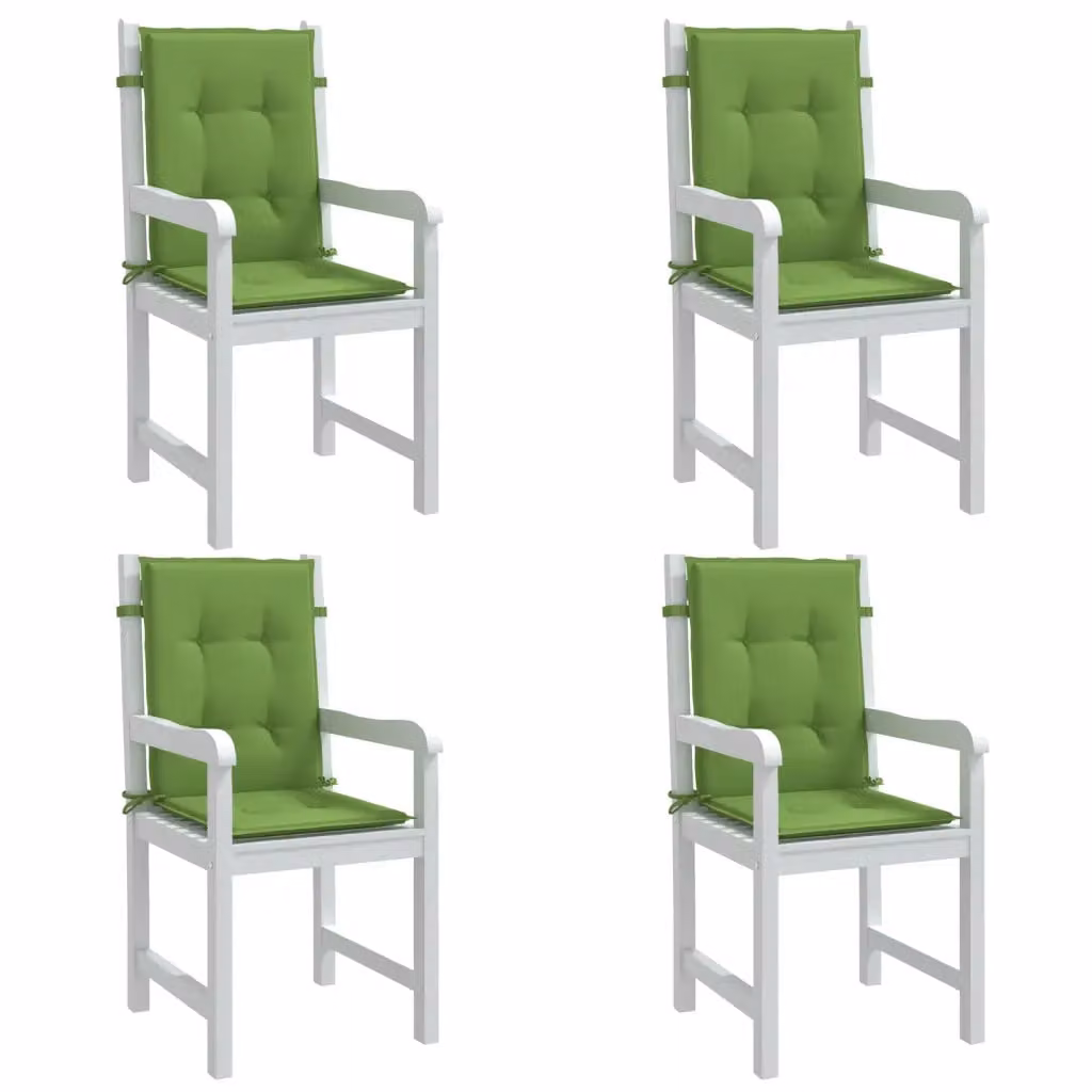 Set di 4 cuscini per sedia vidaXL in tessuto verde mélange, con imbottitura in schiuma e lacci di fissaggio, L 100 cm x P 50 cm x H 4 cm