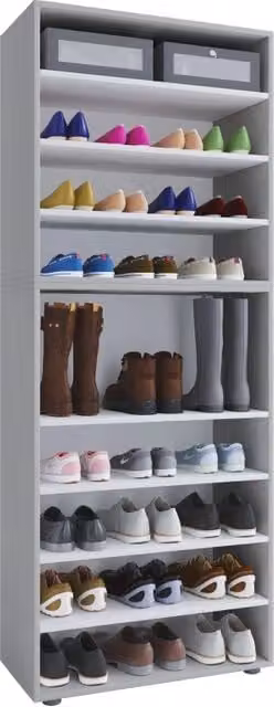 Legno Max Scarpiera H183 L70 P37 cm Mobile Porta Scarpe Salvaspazio con Ripiani Regolabili Colore Grigio