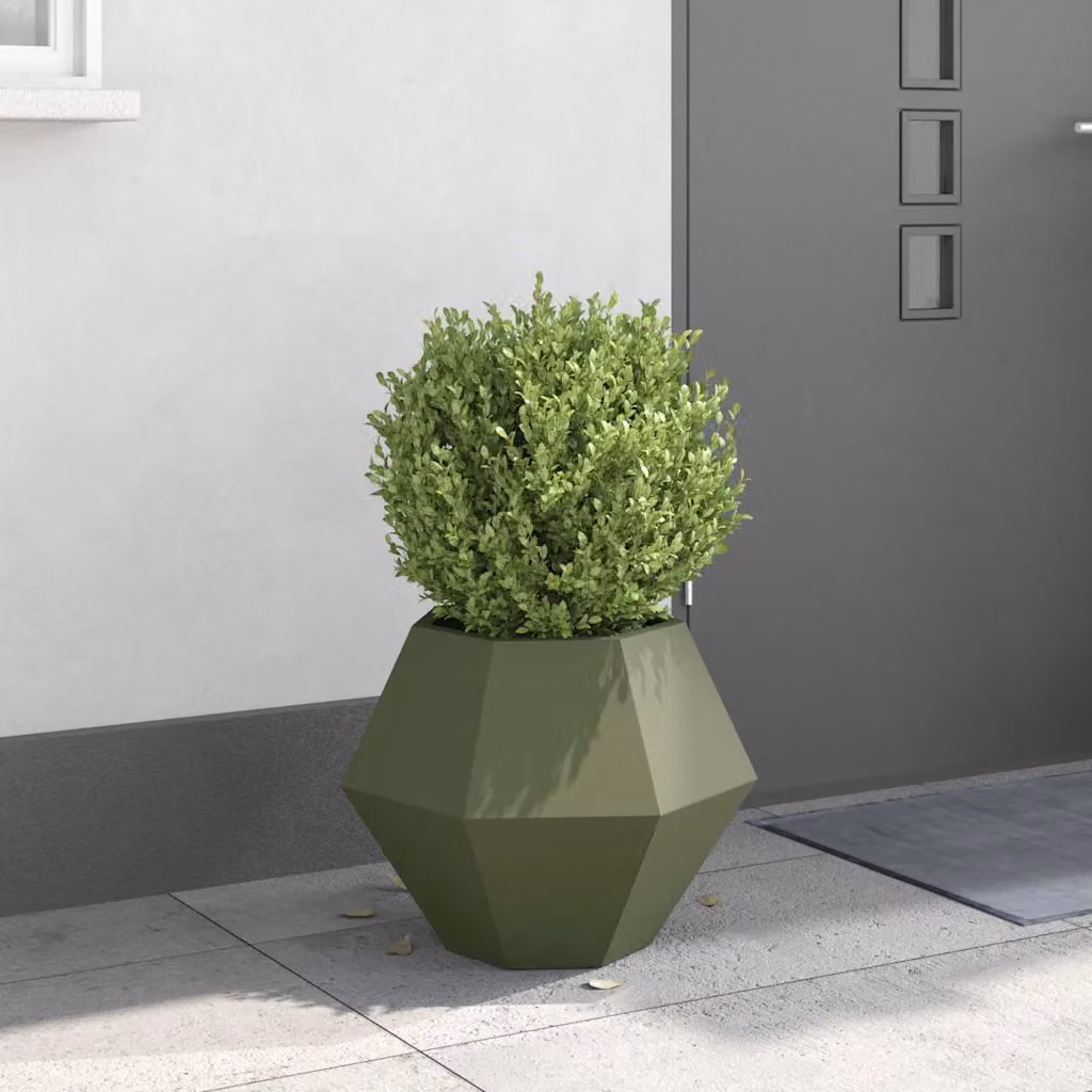 Fioriera vidaXL in acciaio verde per giardino ornamentale o erbe aromatiche L: 50 cm, P: 50 cm, H: 40 cm