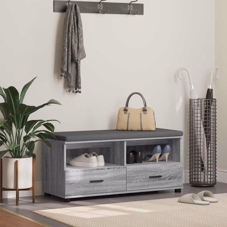 Panca per ingresso con portascarpe vidaXL grigia, stile moderno, L 100 x P 38 x H 46 cm