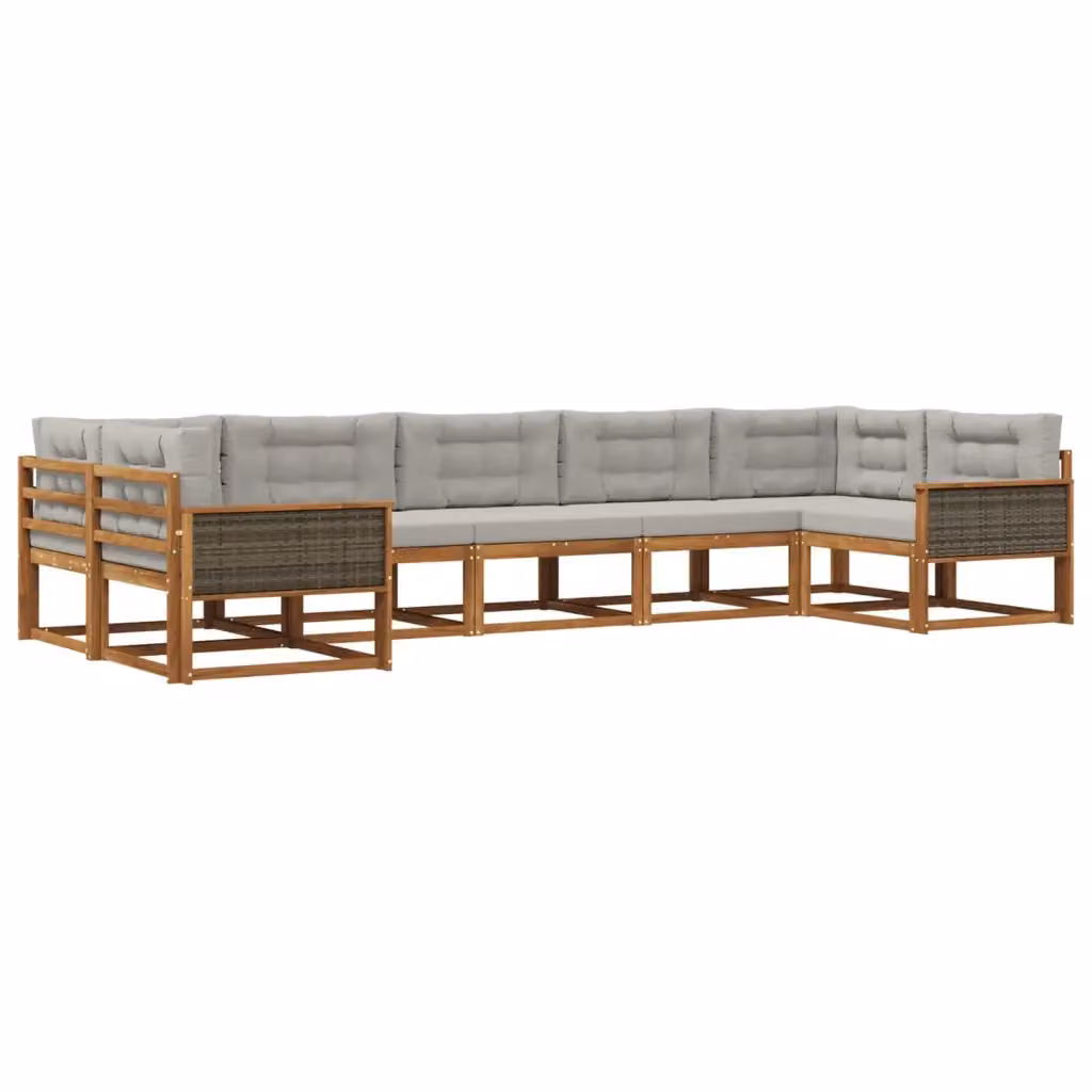 Set di divani da esterno moderno vidaXL in legno di acacia con cuscini beige e grigio – 2