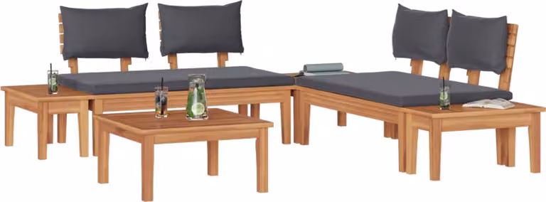 Set Divano da Giardino 3 pcs Marrone e Grigio
