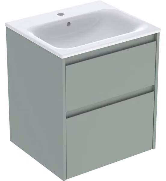 Geberit Renova Plan Ensemble lavabo pour meuble bord étroit, avec meuble sous lavabo, 2 tiroirs, 55x62,1x48cm, 504.038.IK.1, 504.038.IK.1