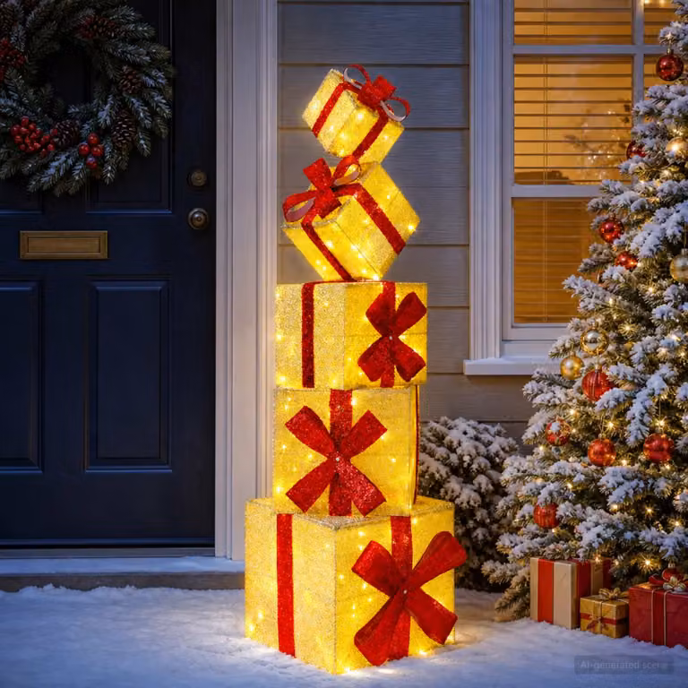 vidaXL Confezione regalo decorazione natalizia 5 pz 125 LED