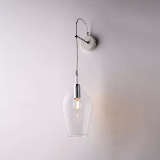 Applique Contemporanea Ares Bonetti Illumina in Metallo e Vetro Trasparente con Luce E14