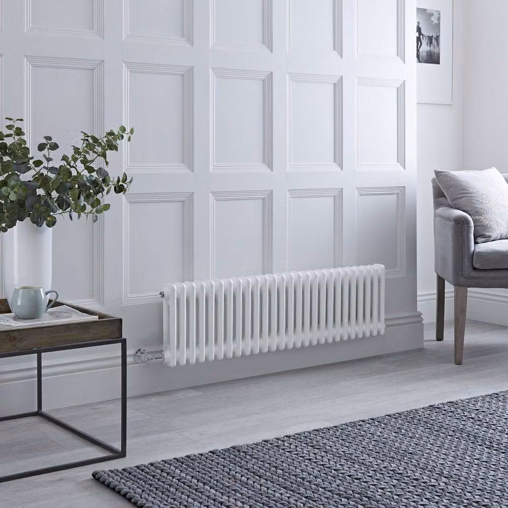 Radiatore Elettrico di Design HudsonReed Bianco a 2 Colonne con Tecnologia WiFi L 119 cm x H 30 cm