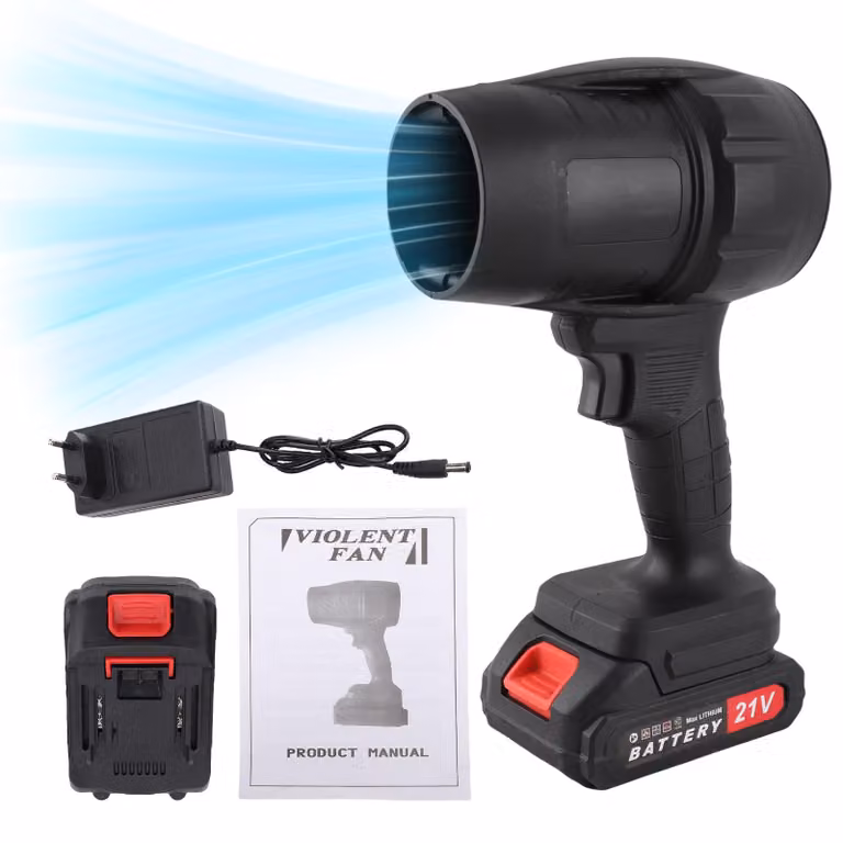 Soffiatore a batteria da 21 V, asciugatore per auto, aspiratore portatile con 2 batterie ricaricabili, soffiatore per foglie a velocità variabile per lavaggio, Re