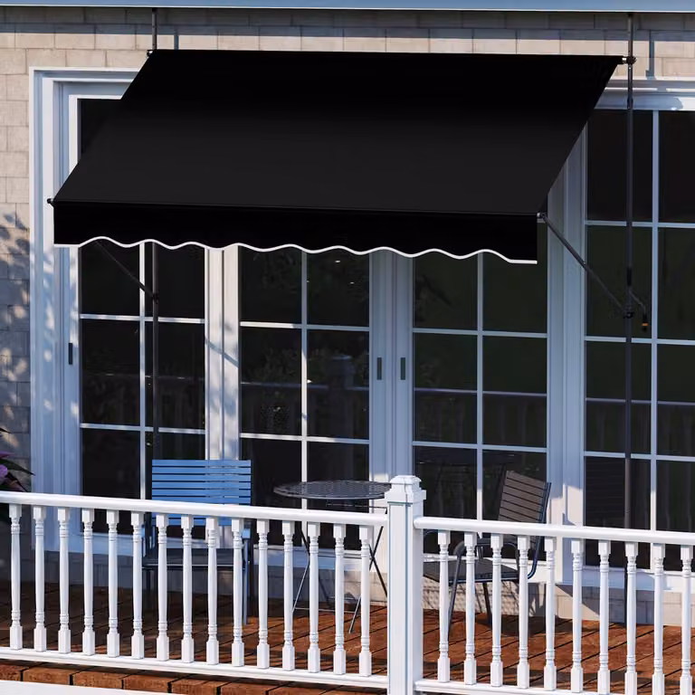 Tenda da sole regolabile per esterni Costway con manovra a manovella in poliestere, Nero, L: 250 cm, H: 210-300 cm
