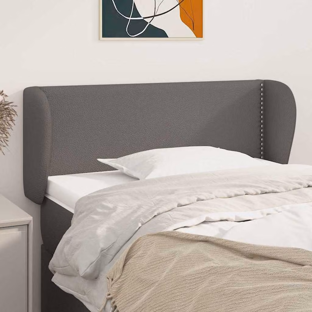 Testiera ad orecchio vidaXL in similpelle grigia con struttura in legno, L: 103 cm, P: 23 cm, H: 78-88 cm