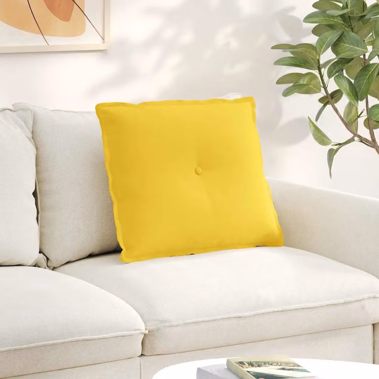 vidaXL Cuscino per Schiena Contornato Giallo in Tessuto di Poliestere L 60 x P 19 x H 50 cm