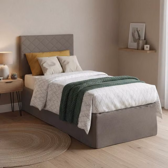 Ascra, Letto Singolo Materasso Incluso Made in Italy, Grigio Tortora