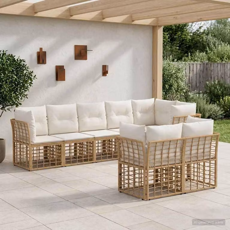 Maison Exclusive - Set divani da esterno in poliestere naturale