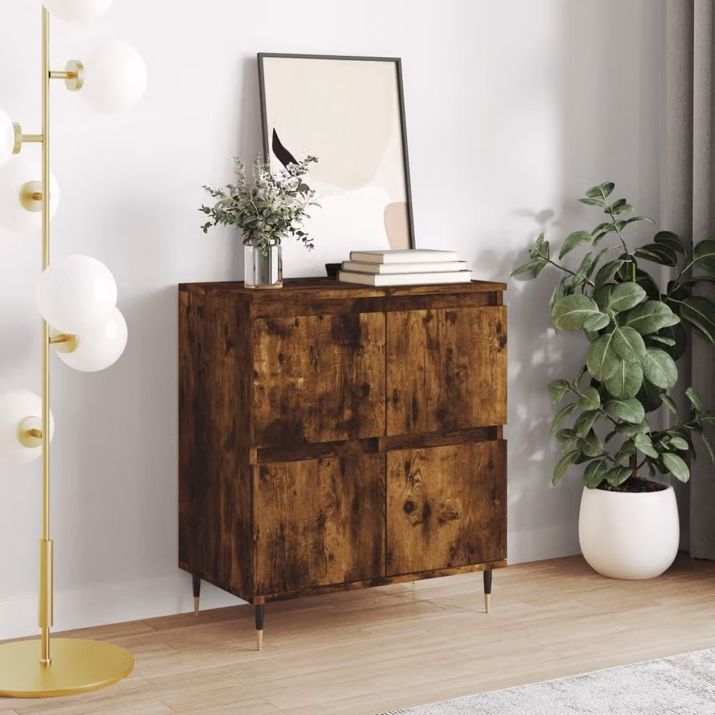 Credenza moderna vidaXL in legno multistrato color rovere fumo L: 60 cm, P: 35 cm, H: 70 cm