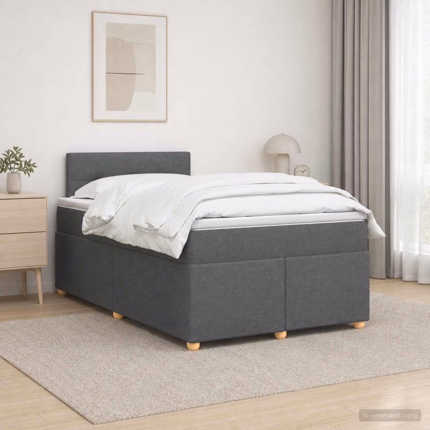 Maison Exclusive - Letto boxspring con materasso grigio scuro 120 x 200 cm Tessuto