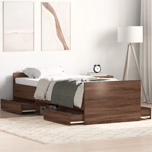 Letto con testiera e pediera vidaXL in legno di pino marrone L/P/H: 203 x 90 x 300 cm – 1