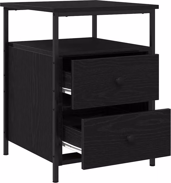 Set di 2 Comodini | Armadio da Notte | Mobiletto da notte Rovere Nero 34 x 35,5 x 50 cm