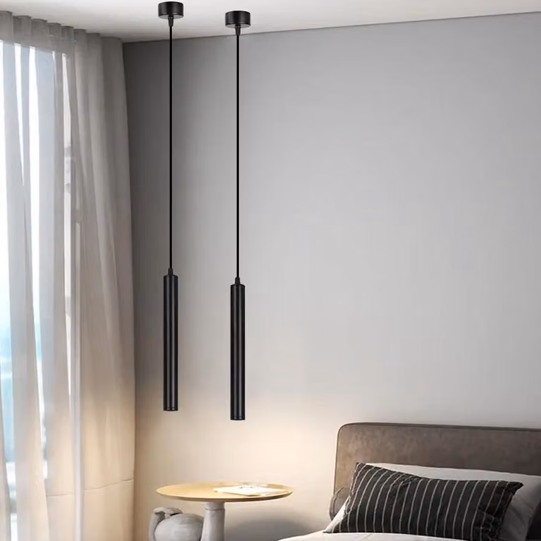 Lampada a sospensione cilindrica moderna, con altezza regolabile, ideale per soggiorno e sala da pranzo